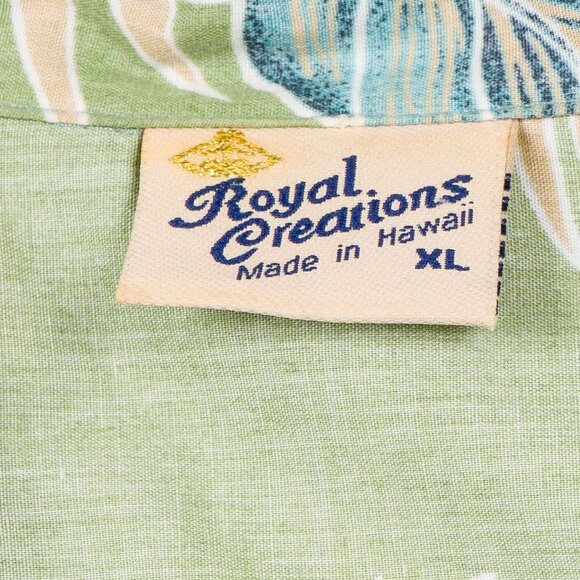 Royal Creations Hawaiian Shirt XL Men 90s Green Hawaii Tropical Palm Leaves Camp - Picture 6 of 6